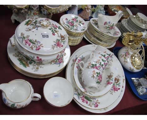 Wedgwood Floral Dinner and Tea Service - comprising two oval meat plates, six dinner plates, eight side plates, six pudding b