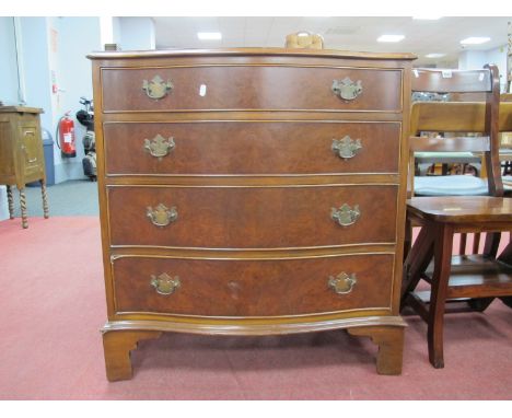 Serpentine Fronted Chest of Four Drawers, on bracket feet, 78cm wide.