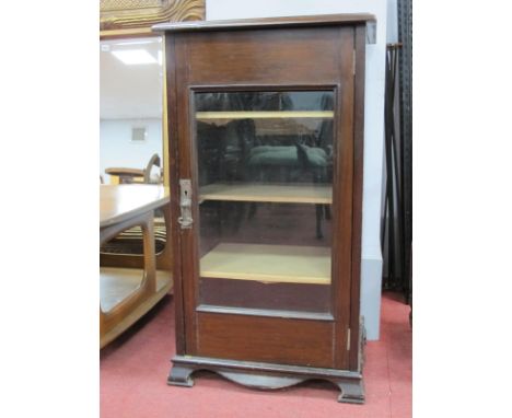 An Early XX Century Cabinet, with low back and glazed door to three internal shelves, on bracket feet, 49cm wide, 92cm high.