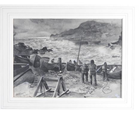 H.Moore (19th century)Getting ready for sea,signed and dated '49 lower left,watercolour,15 x 20cmtogether with a print after 