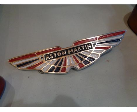 A CHROME ASTON MARTIN UNION JACK WALL PLAQUE 