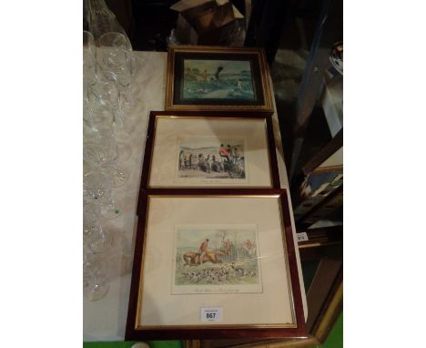 THREE FRAMED HUNTING THEMED PRINTS 