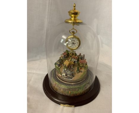 THE ROMANCE OF STEAM - FLYING SCOTSMAN VILLAGE CLOCK WITH A GLASS DOME 
