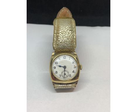 A VINTAGE 9 CARAT GOLD WRIST WATCH WITH ENGRAVING DATED 1939 