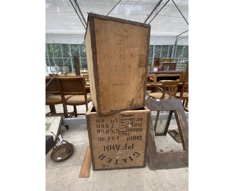 TWO VINTAGE TEA CHESTS WITH METAL BANDING 
