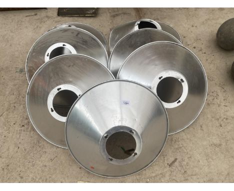 A SET OF SEVEN INDUSTRIAL STYLE LIGHT SHADES 