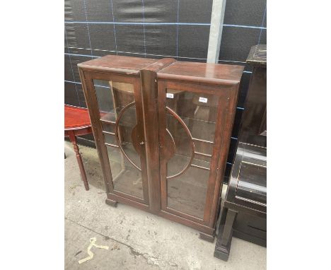 AN ART DECO TWO DOOR DISPLAY CABINET 