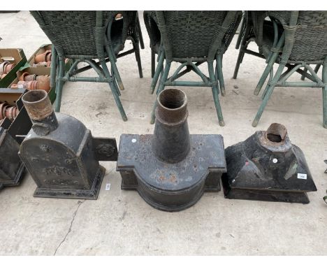 THREE VINTAGE CAST IRON GUTTER HOPPERS 