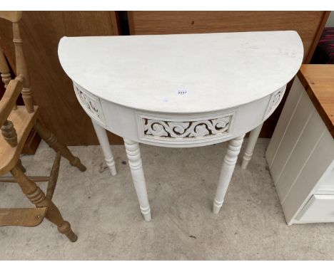 A PAINTED DEMI-LUNE CONSOLE TABLE, 31.5" WIDE 