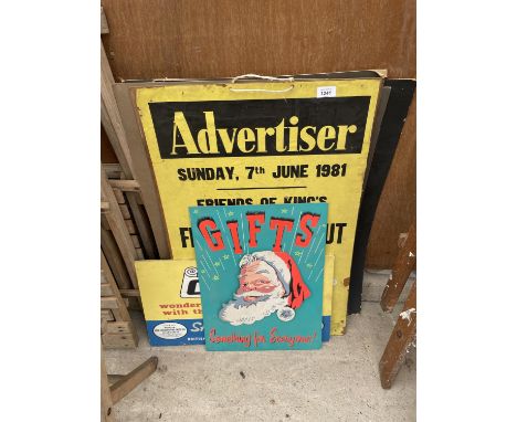 AN ASSORTMENT OF VINTAGE ADVERTISING SIGNS AND PRINTS 