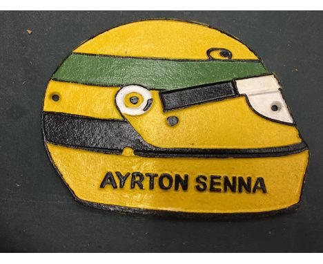 A CAST AYRTON SENNA SIGN IN THE GUISE OF HELMET 