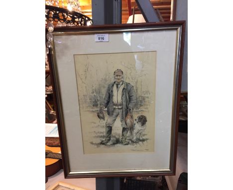 A FRAMED OLD HUNTING PRINT 