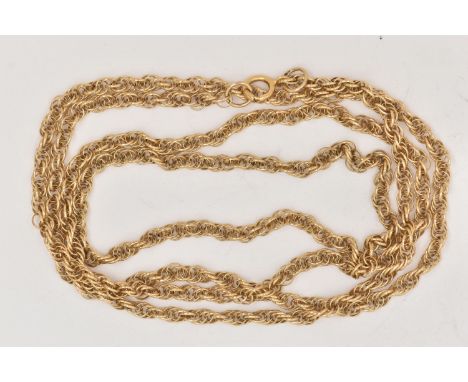 A 9CT GOLD ROPE TWIST CHAIN, fitted with a spring clasp, hallmarked 9ct Birmingham, length 600mm, approximate gross weight 5.