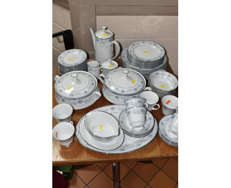 A FIFTY SIX PIECE NORITAKE BLUE HILL DINNER SERVICE, pattern no 2482, comprising two tureens, a sauceboat with attached stand