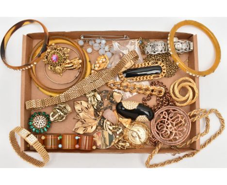 A SELECTION OF COSTUME JEWELLERY, to include many pieces of designer costume jewellery, including four Monet brooches, a Mone