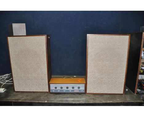 A VINTAGE TRUVOX TSA100 STEREO AMPLIFIER, a pair of vintage hi fi speakers and a Bush turntable (both PAT pass and working) (