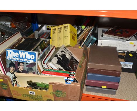 THREE BOXES AND LOOSE BOOKS AND DVDS, included Folio books titles include, 'Lord of the Flies', 'The Marx Brothers', 'Rumpole