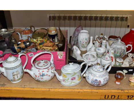 TWO BOXES AND LOOSE CERAMICS AND METALWARE to include a Baldwin cast iron nutcracker, a Japanese coffee set, five Compton &am