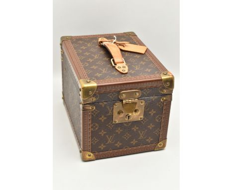 A 'LOUIS VUITTON' TRAVEL CASE, Louis Vuitton Boîte à flacons vanity case, brown monogram canvas, gilt metal hardware, top han