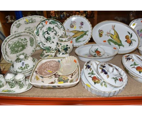 A COLLECTION OF CERAMIC KITCHENWARE, to include Masons 'Fruit Basket', meat plate, serving dish, covered butter plate, a plat