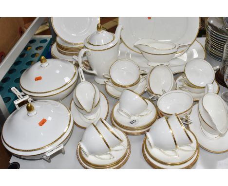 A FIFTY EIGHT PIECE MINTON 'GOLDEN HERITAGE' PART DINNER SERVICE, comprising two meat plates (smaller one with large stained 