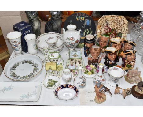 A GROUP OF CERAMICS, to include seven Manor Staffordshire Character Jugs: Highwayman, two x Town Crier (marked on base as Inn