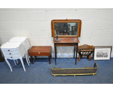 A 19TH CENTURY MAHOGANY BIDET, raised on turned legs, width 55cm x depth 33cm x height 41cm, an occasional table, raised on s