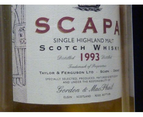 Collectors Item - Scapa single highland Whisky, 1993, Taylor &amp; Fergusson Ltd, 75cl bottle, Gordon &amp; Macphail presenta