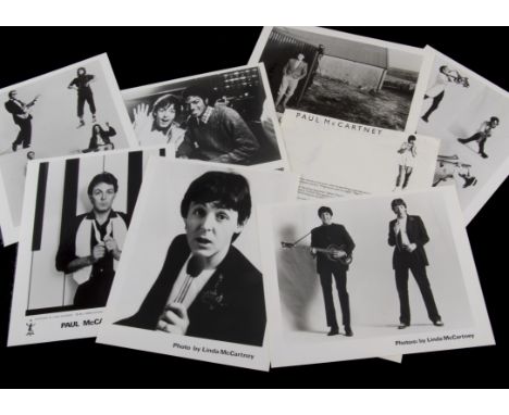 Paul McCartney Promotional Photographs, nine, one featuring Michael Jackson, with a number taken by Linda McCartney  26cm X 2