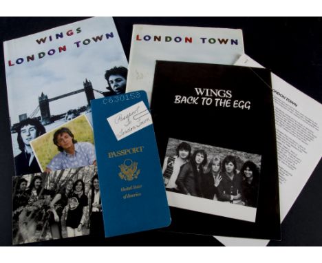 Paul McCartney/Wings, London Town folder containing poster with lyrics,  a passport to London Town which contains four slides
