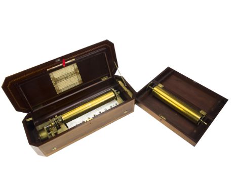 Musical Box, changeable cylinder, with two cylinders playing respectively four overtures and two overtures and two arias, in 