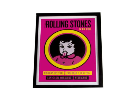 The Rolling Stones, Pinkpop Festival Zaterdag 7 Juni 2014 Nederland limited edition 2/500 framed and glazed 48cm x62cm good c