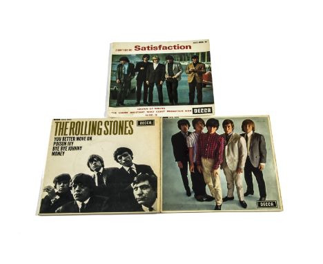 The Rolling Stones, three EPs comprising Satisfaction (French - 457.086) , The Rolling Stones (UK - DFE 8560) and Five By Fiv