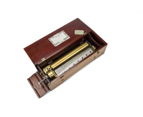 Musical box, Nicole Frères, No. 21692, playing six popular ballads, with key wind, plain walnut case with endflap, replica tu
