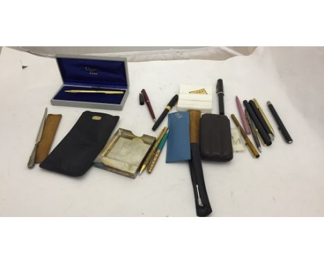 A quantity of pens to inc Parkers, Christian Dior, Schaeffer fountain pens and Cross