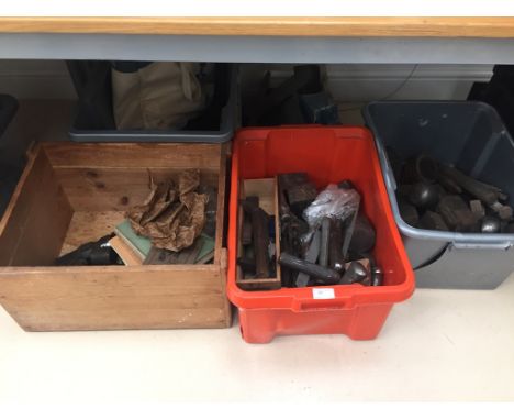 A quantity of steel silversmith stamps, tools, books and spoon moulds etc.  Note: All proceeds to be donated to Saint Francis