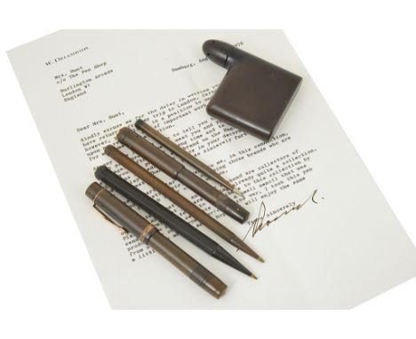 Rare Early Mont Blanc Pens & Letter:To inc twist fountain pens and a gifted pen from the Mont Blanc Museum with accompanying 