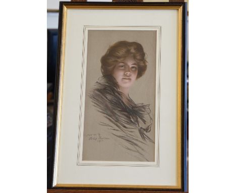 Philip Boileau, a print of a lady. Signed lower left. Dated 1903. 8½ by 16¾ins. In an ebonised frame. Est £200-300
