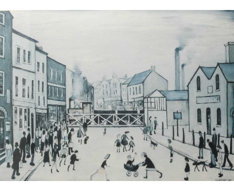 After Laurence Stephen Lowry RBA, RA (1887-1976)"Level Crossing, Burton-on-Trent"Signed, with the blindstamp for the Fine Art
