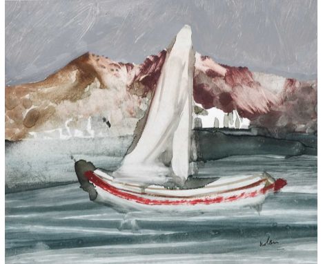 Sidney Nolan (1917–1992) Australian/British"Greece"Signed, inscribed verso "3rd April 1956, Greece", mixed media, 24.5cm by 2