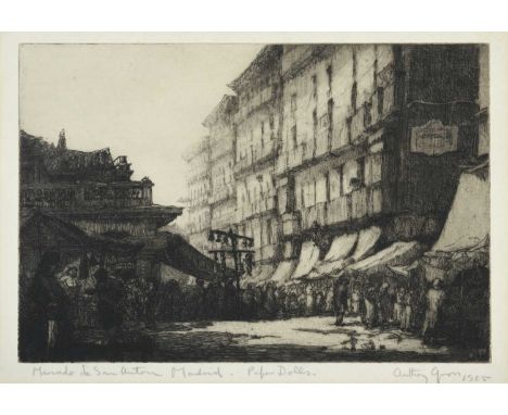 Anthony Gross CBE, RA (1905-1984)"Mercado St Anton Madrid - Paper Dolls"Signed, inscribed and dated 1925, etching from an edi