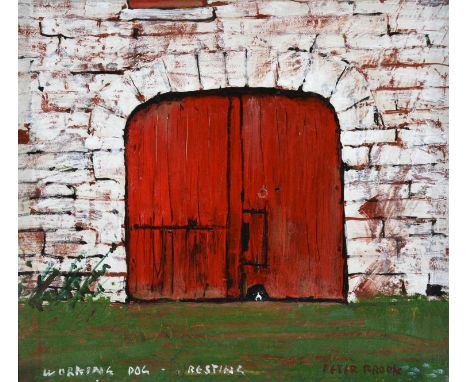 Peter Brook RBA (1927-2009)"Working Dog Resting"Signed and inscribed, oil on board, 18.5cm by 20cmProvenance: A gift from the