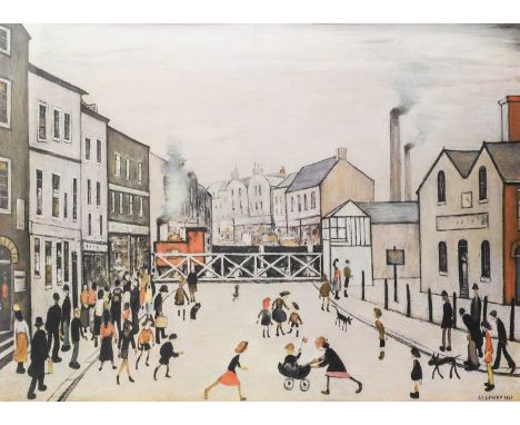 After Laurence Stephen Lowry RBA, RA (1887-1976)"Level Crossing, Burton-on-Trent"Signed, with the blindstamp for the Fine Art