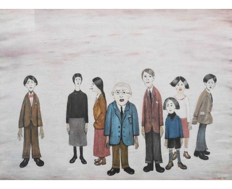 After Laurence Stephen Lowry RBA, RA (1887-1976)''His Family'' Signed, with the blindstamp for the Fine Art Trade Guild, from