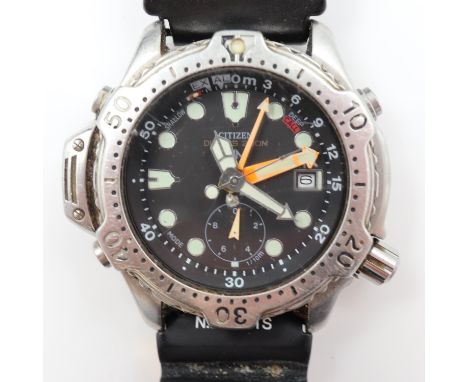CITIZEN: gents steel cased Promaster Aqualand 20M divers watch Model GN-4-S 5810 F80006 TA, on rubber strap, requires battery