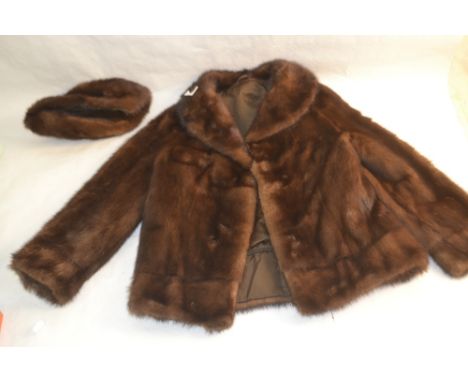 A vintage silk velvet and sequinned dress plus a mink coat and hat