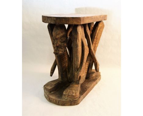 An iron folding log basket, African stool plus other items