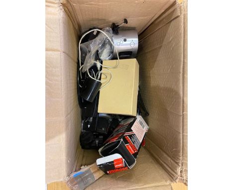 Box of assorted camera accessories 