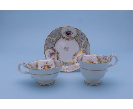 TWO GREY GROUND TRIOS
1st half 19th Century
One decorated with reserves of flowers

Please email hello@hotlotz.com to request