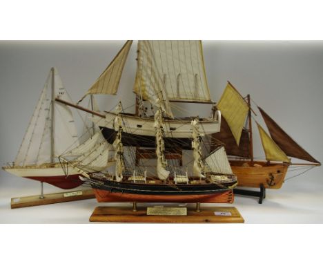 Four to scale models of ships including Cutty Sark; Collectors edition; Spray; Gipsy Moth IV; another